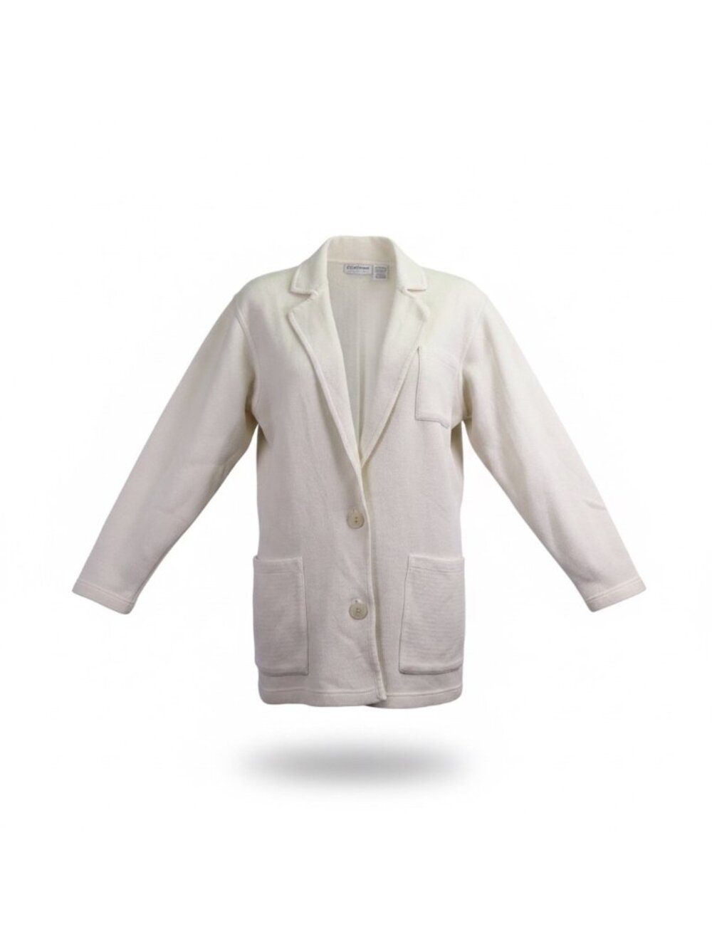 Liz Claiborne Collection Womens White Knit Cardigan Blazer Jacket Size M